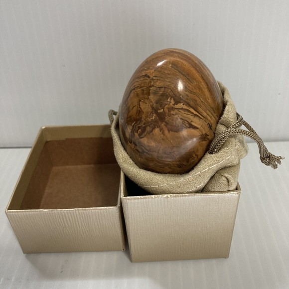 Onyx Naturally Banded Polished Egg Brown White Gray Swirls 3" L x 2" W 8.4 oz - Picture 7 of 12